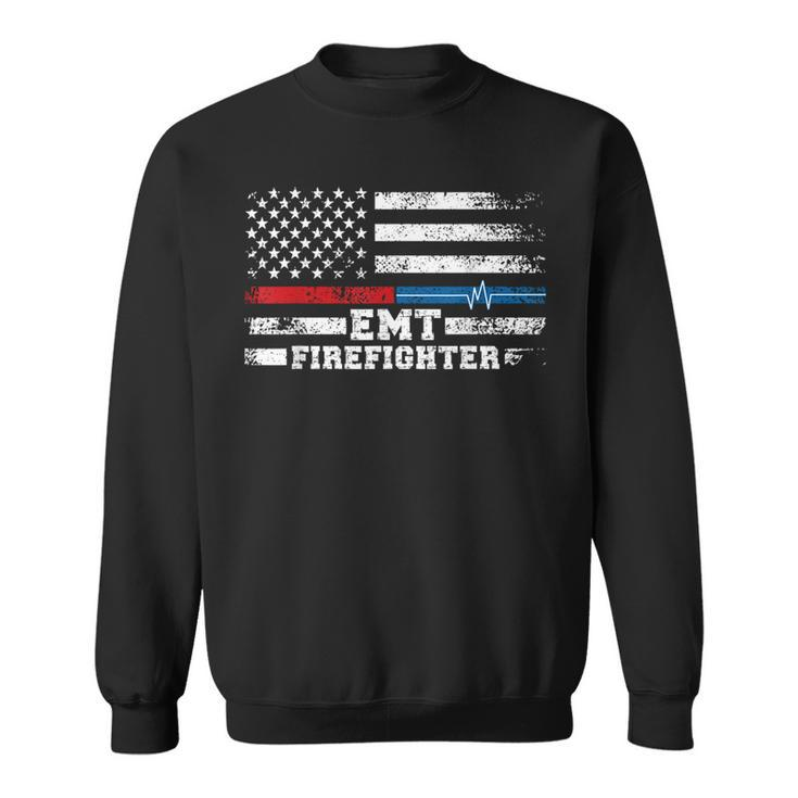 Emt Firefighter American Flag Proud Firefighter Emt  Sweatshirt