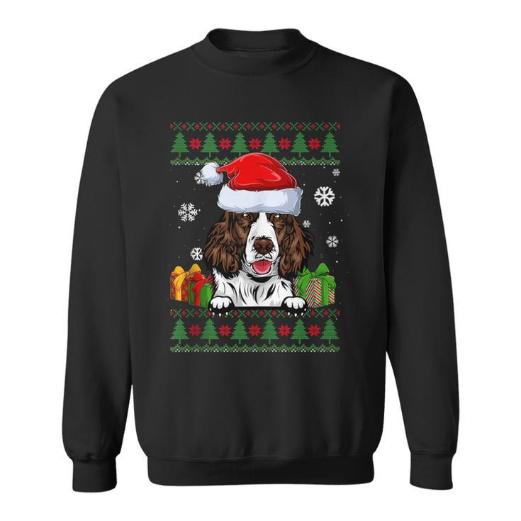 English Springer Spaniel Santa Hat Ugly Christmas Sweater Sweatshirt