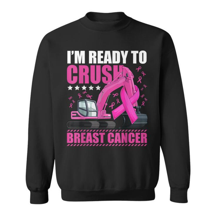 Excavator Crush Breast Cancer Awareness Pink Ribbon Boys Sweatshirt