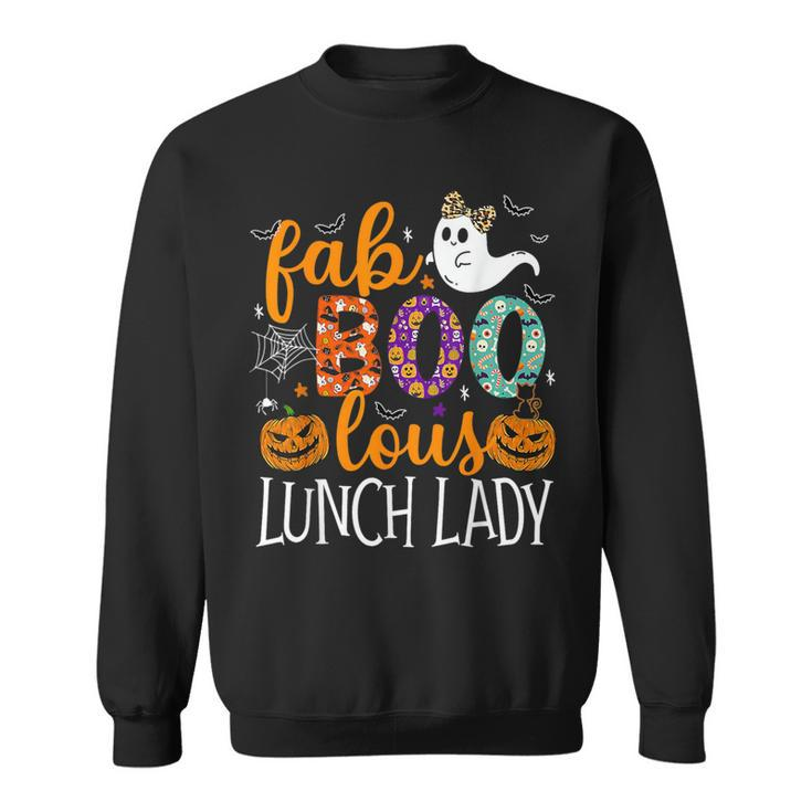Fab Boo Lous Lunch Lady Cute Ghost Pumpkin Halloween Sweatshirt