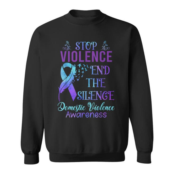Family Domestic Violence Awareness Purple Ribbon Sweatshirt