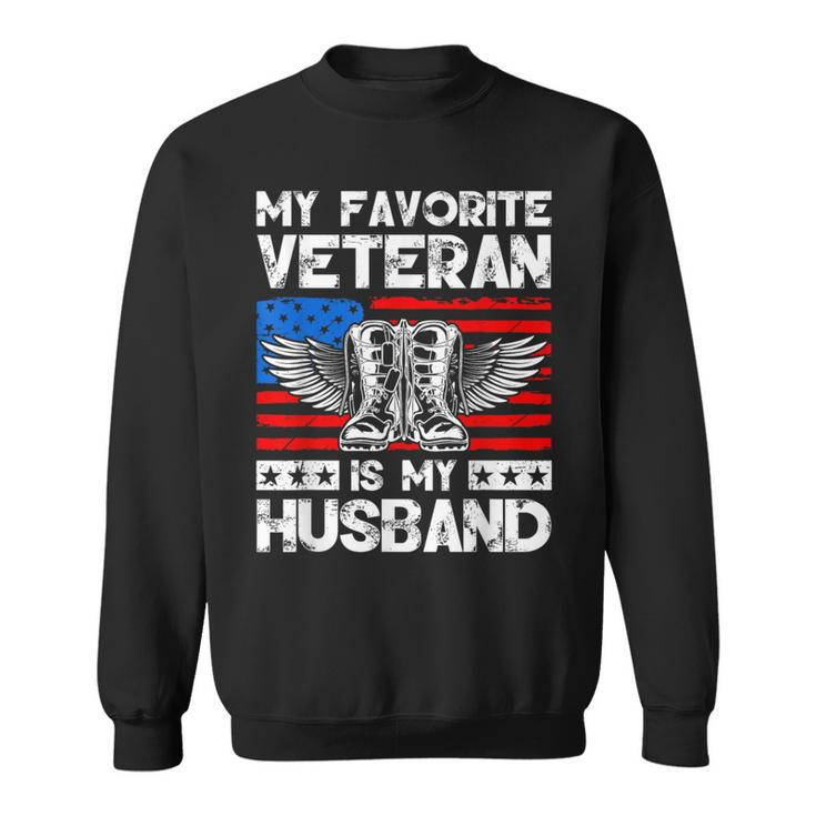 My Favorite Veteran Is My Husband American Us Flag Sweatshirt
