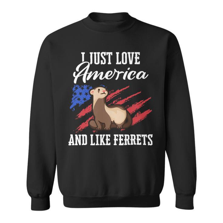 Ferret Marten Animal Usa Flag Sweatshirt