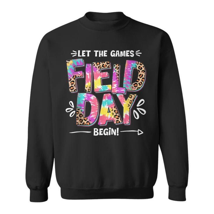 Field Day Let The Games Begin Leopard Tie Dye Field Day  Sweatshirt