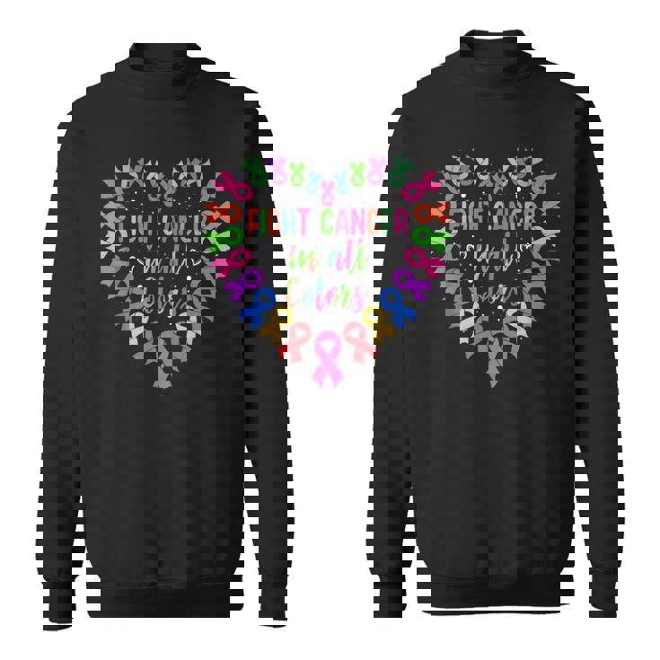 Fight Cancer In All Color Heart Breast Cancer Awareness Sweatshirt