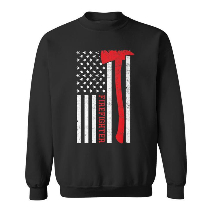 Fireman Red Line Firefighter Usa Pride Flag Father Gift Idea   Sweatshirt