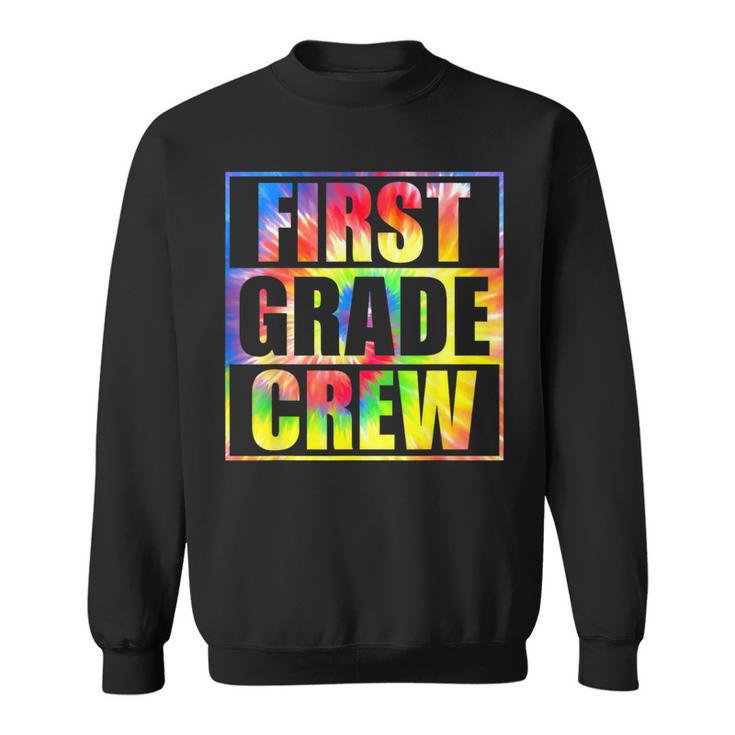 First Grade Crew Retro Groovy Vintage Back To School Sweatshirt