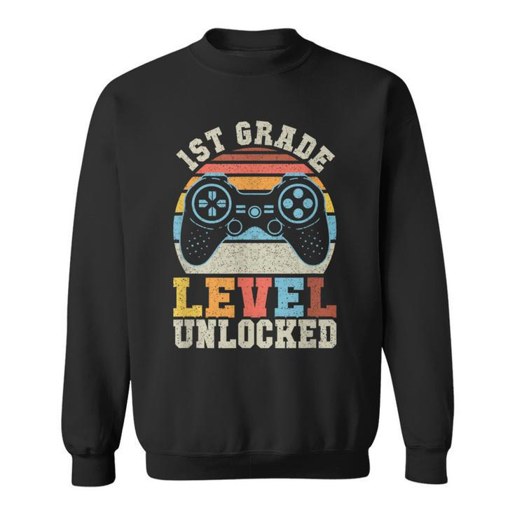 First Grade Level Unlocked Gamer 1St Day Of School Boys  Sweatshirt