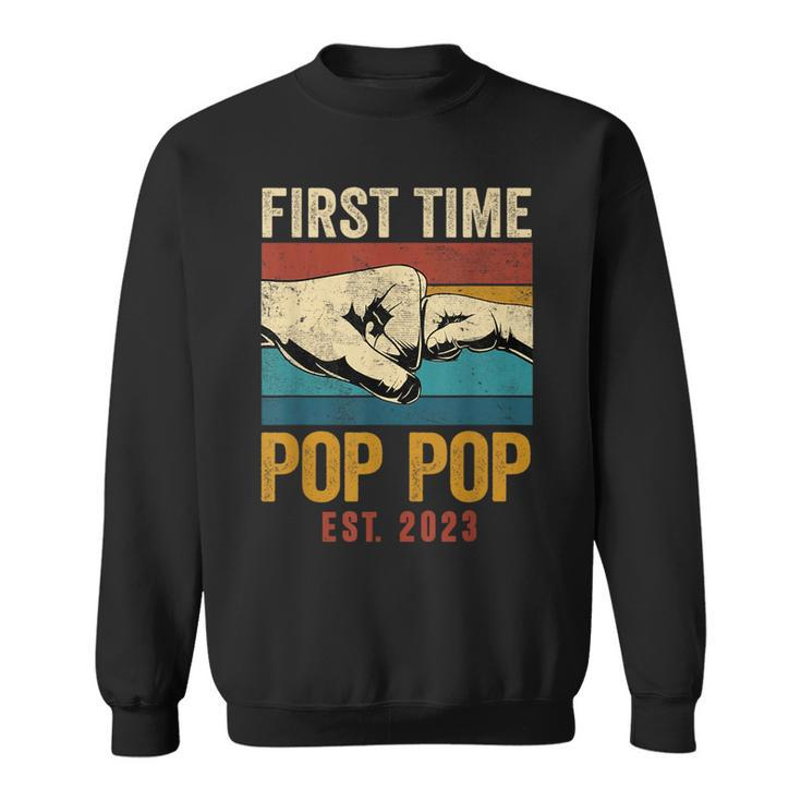First Time Pop Pop Est 2023 Fathers Day Promoted To Pop Pop  Sweatshirt