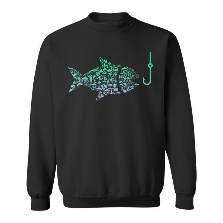 Fishing Icon  For Fisherman | Fish Hook Boys Fishing  Sweatshirt