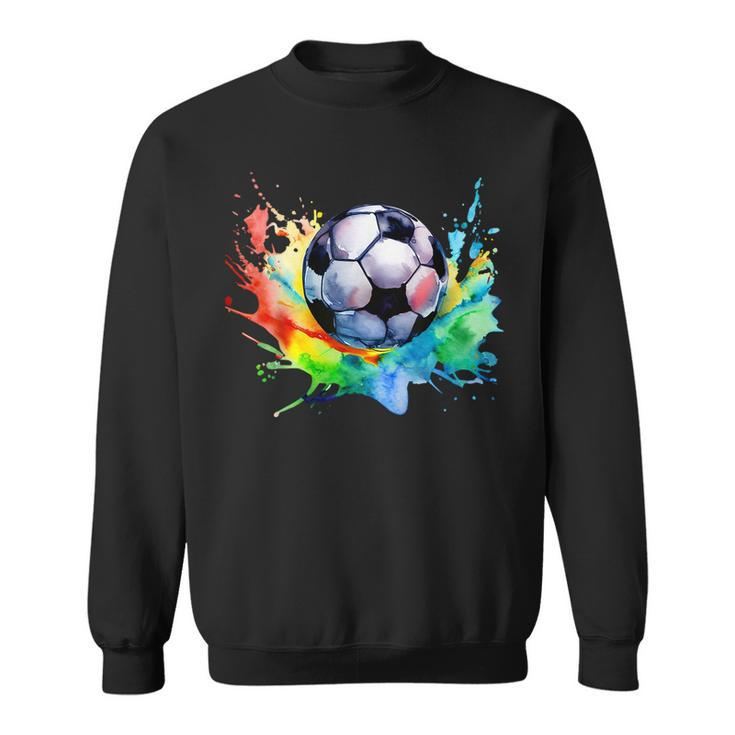 Football Watercolor Soccer Ball Artsy Splash Player Team Sweatshirt
