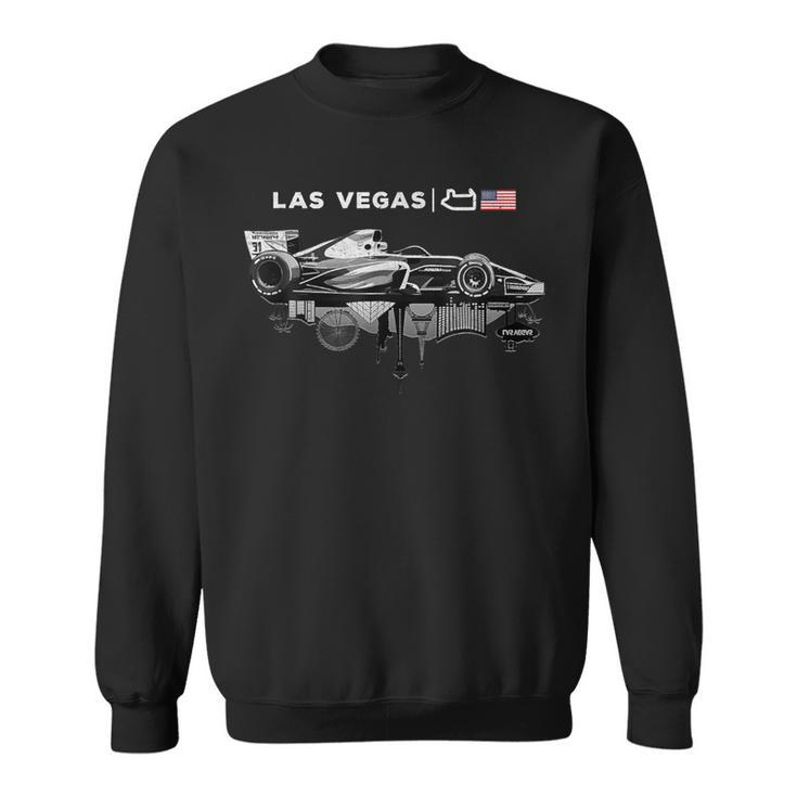 Formula Racing Open Wheel Car Las Vegas Circuit Usa Flag Sweatshirt