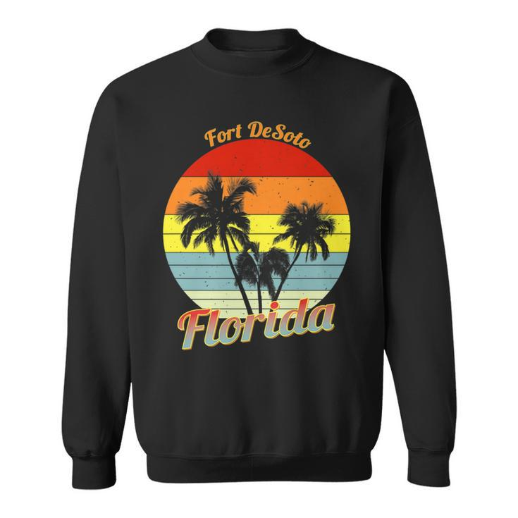 Fort Desoto Florida Retro Tropical Palm Trees Vacation Sweatshirt
