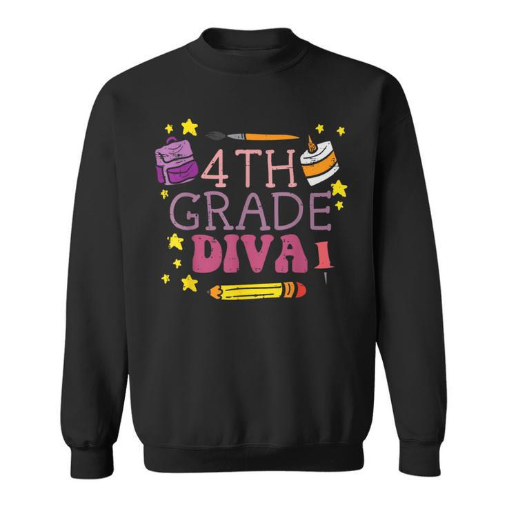 Fourth 4Th Grade Diva Cute First Day Of School Girls Kids  Sweatshirt