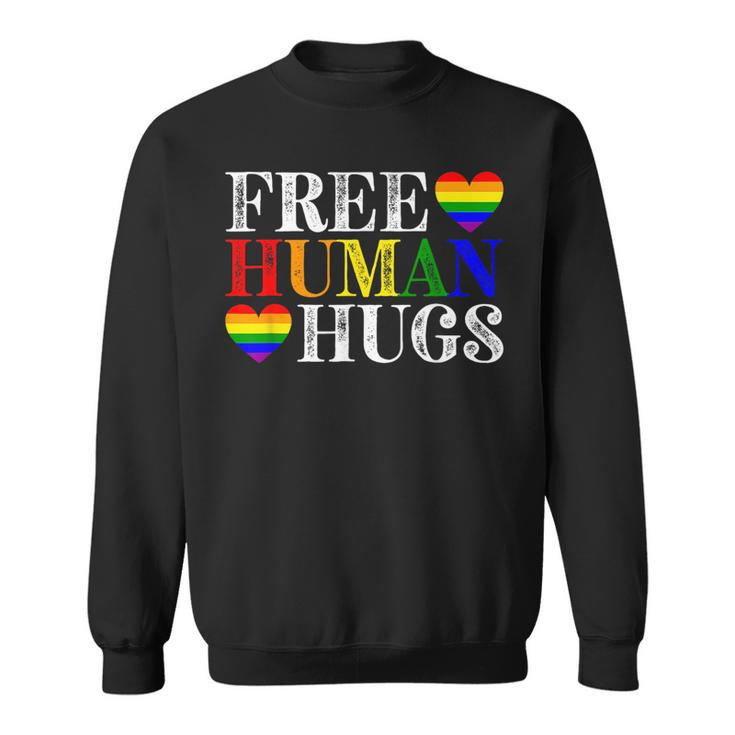 Free Human Hugs Lgbt Pride Month  Sweatshirt