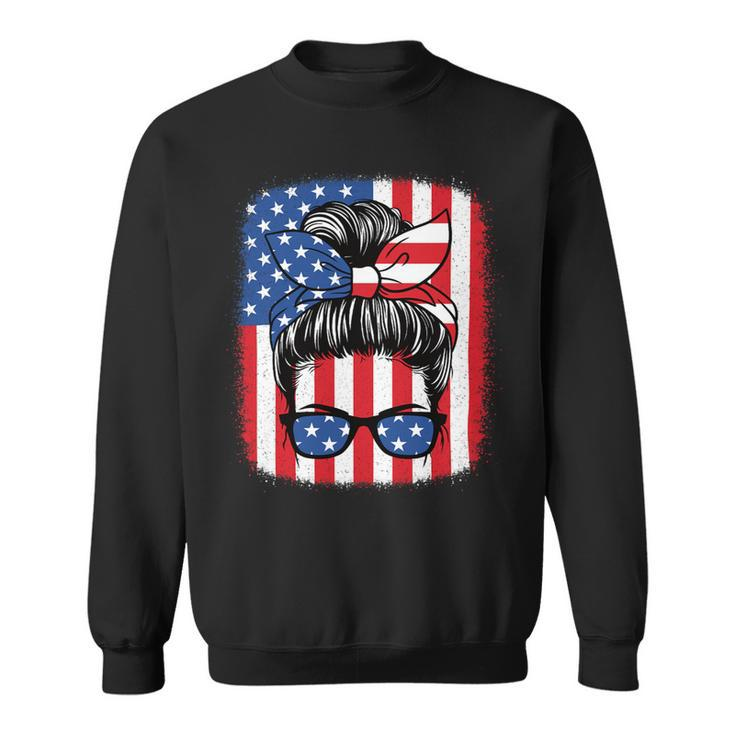 Funny 4Th Of July Patriotic American Flag Usa Women Girls Sweatshirt