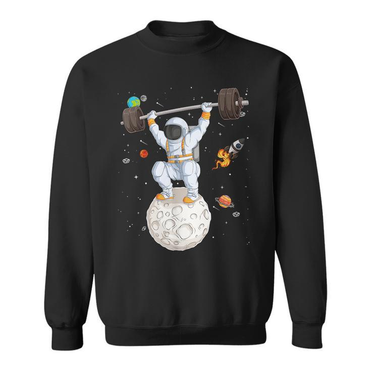 Funny Astronaut Space Weightlifting Fitness Gym Workout Men  Sweatshirt