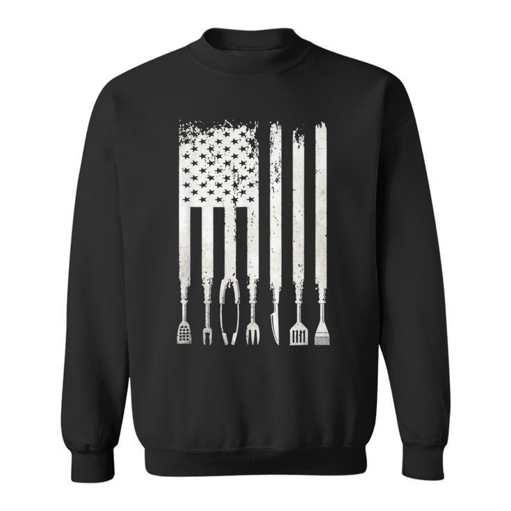 Funny Bbq American Flag Gift Smoker Grilling Barbecue Master  Sweatshirt