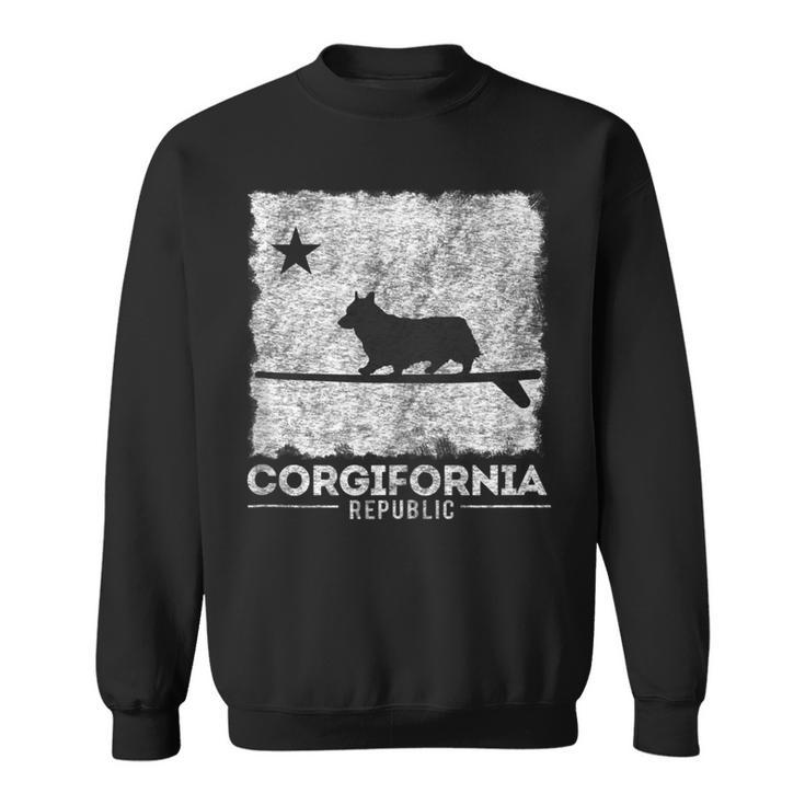 Funny California Corgifornia Cute Corgi Surfboard  Sweatshirt