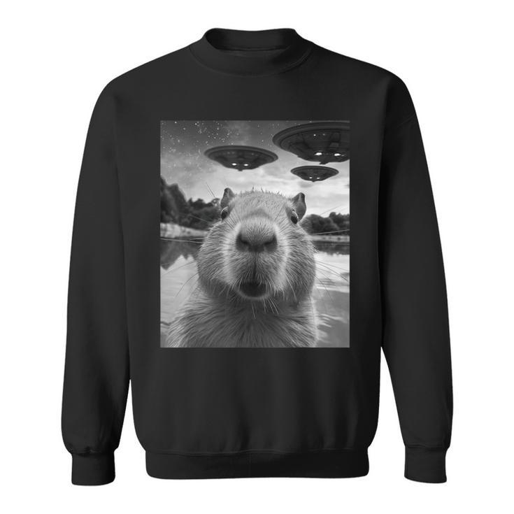 Capybara Selfie With Ufos Weird Sweatshirt