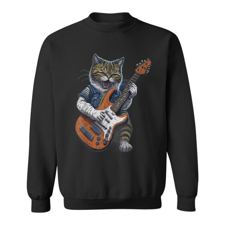 Cat Playing A Guitar Cats Lover Sweatshirt