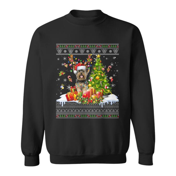 Christmas Lights Yorkie Dog Xmas Ugly Sweater Sweatshirt