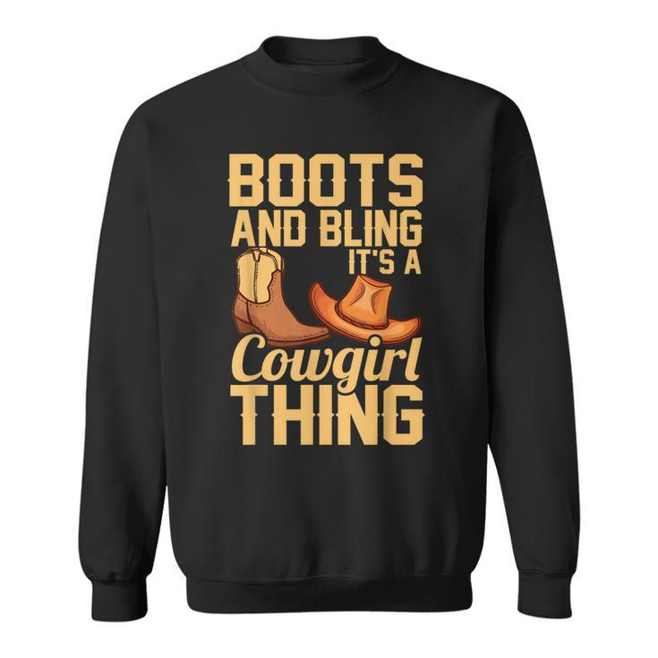 Funny Cowgirl Gift For Girls Women Cool Rodeo Boots Bling Sweatshirt