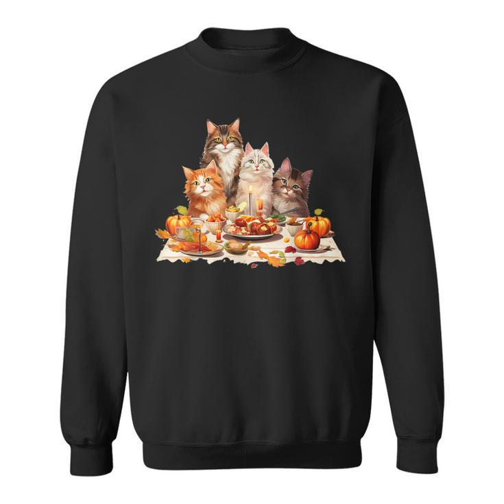Cute Cat Lover Celebrating Thanksgiving Autumn Dinner Sweatshirt