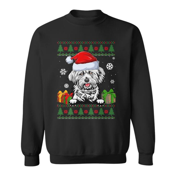 Dog Lovers Lhasa Apso Santa Hat Ugly Christmas Sweater Sweatshirt