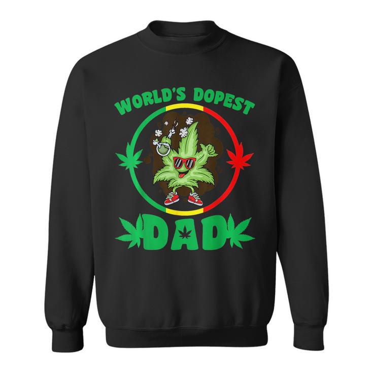 Funny Fathers Day Worlds Dopest Dad Cannabis Marijuana Weed Sweatshirt