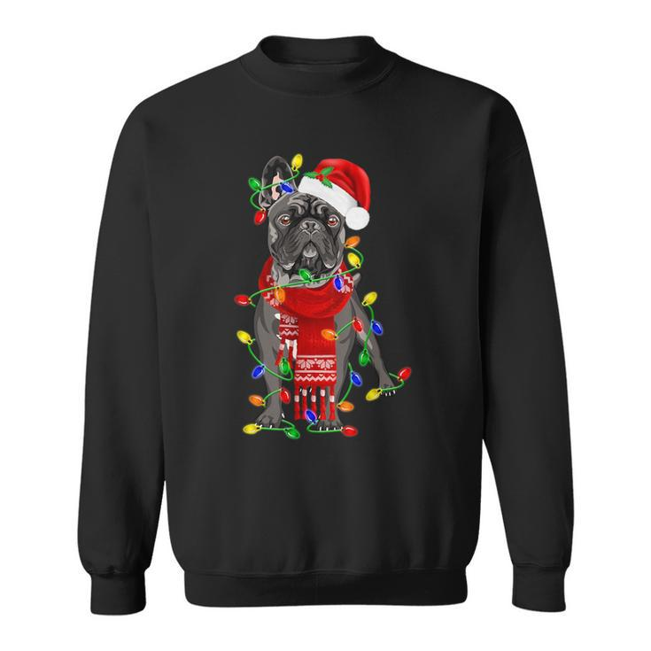 French Bulldog Dog Tree Christmas Lights Xmas Pajama Sweatshirt