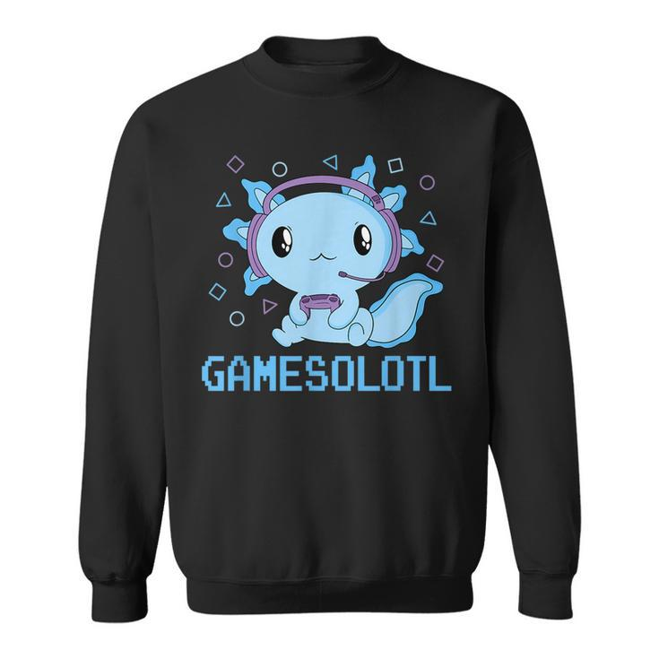 Funny Gamesolotl Anime Kawaii Gaming Axolotl Video Gamer  Sweatshirt