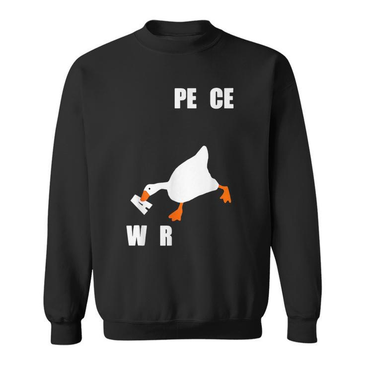 Funny Goose Peace Not War Vaporwave White Bird Geese Joke  Sweatshirt