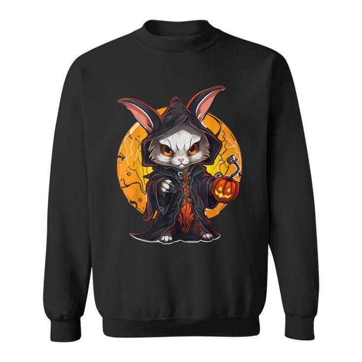 Halloween Bunny Angry Rabbit Takes Over Pumpkin Sweatshirt