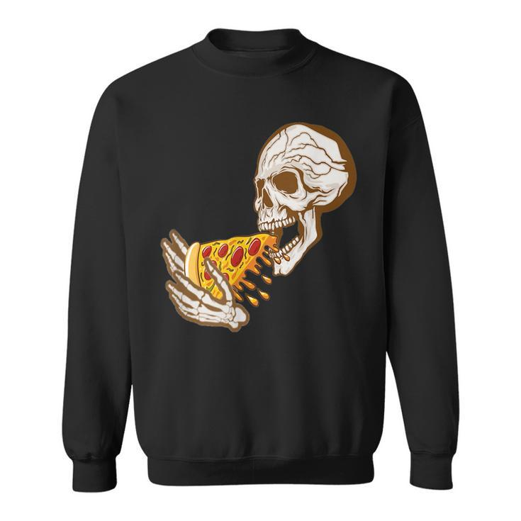 Funny Halloween  Skull Eating Pizza Pizza Funny Gifts Sweatshirt