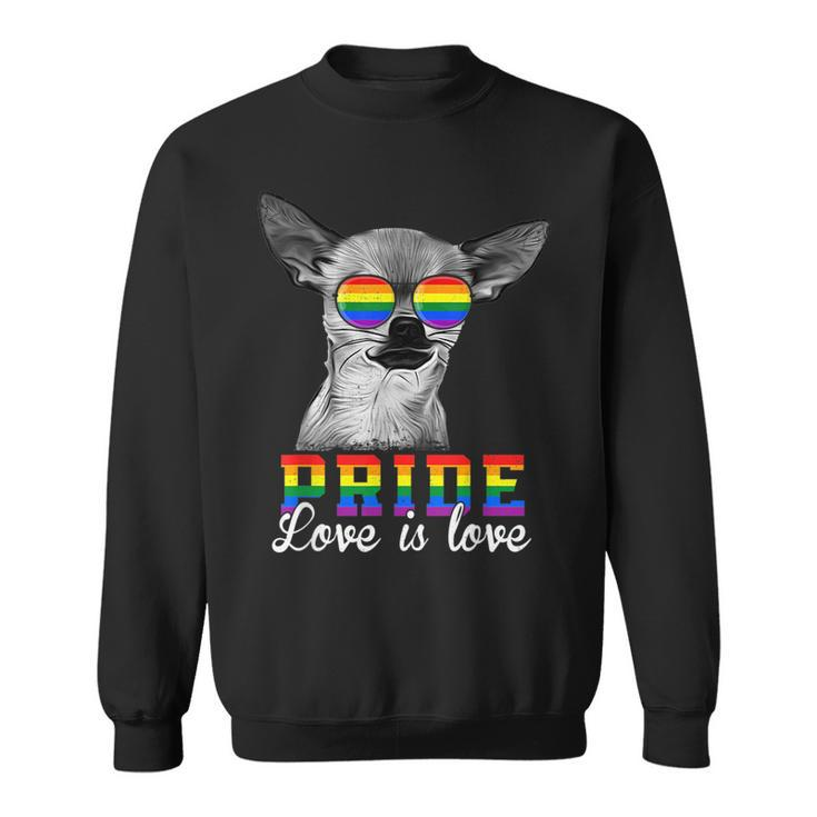 Funny Lgbt Pride Love Is Love Chihuahua Dog  Sweatshirt
