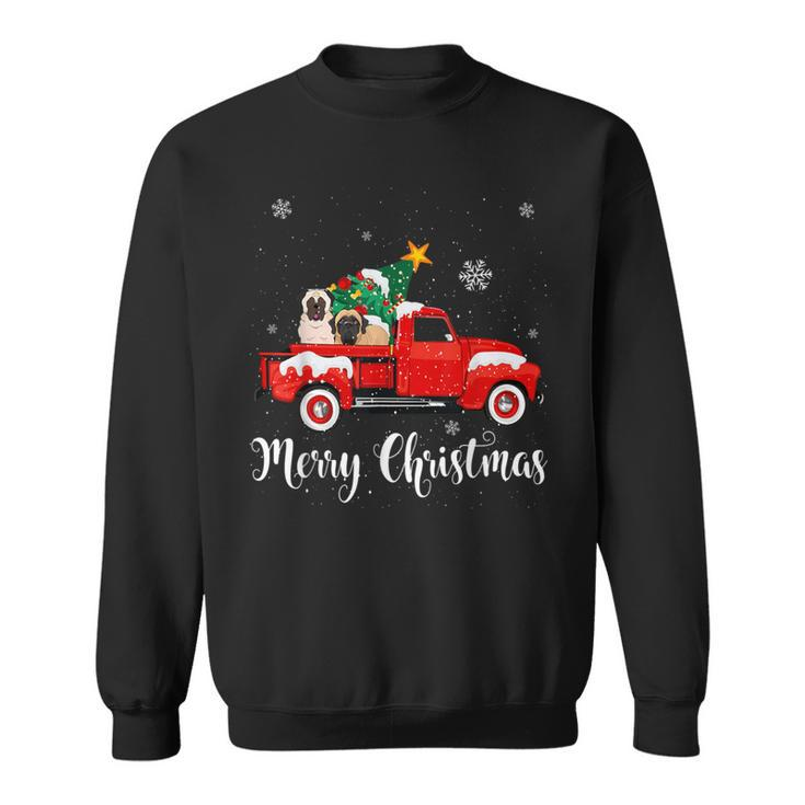 Mastiff Ride Red Truck Christmas Pajama Sweatshirt