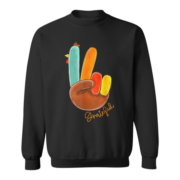 Peace Sign Turkey Hand Cool Thanksgiving Hippie Men Sweatshirt