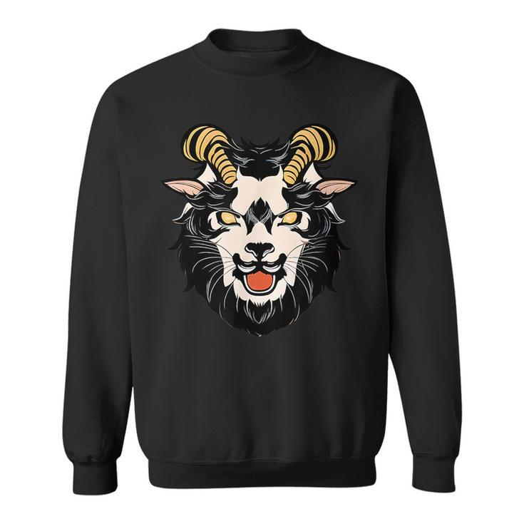 Funny Spooky Scary Vintage Goat Demon Retro Goat Farmer Gift  Sweatshirt