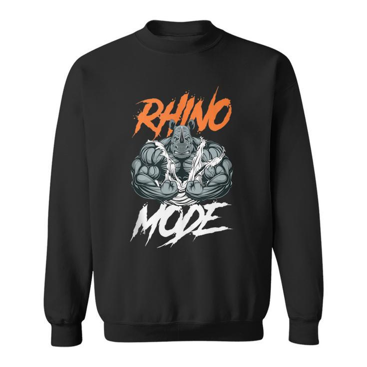 Funny Strong Rhino With Big Biceps Rhino Mode For Gym Lover Sweatshirt