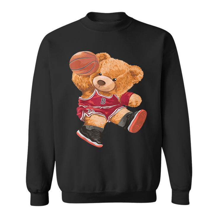 Funny Teddy Bear Basketball Slam Dunk Sport Cute Cartoon Teddy Bear Funny Gifts Sweatshirt