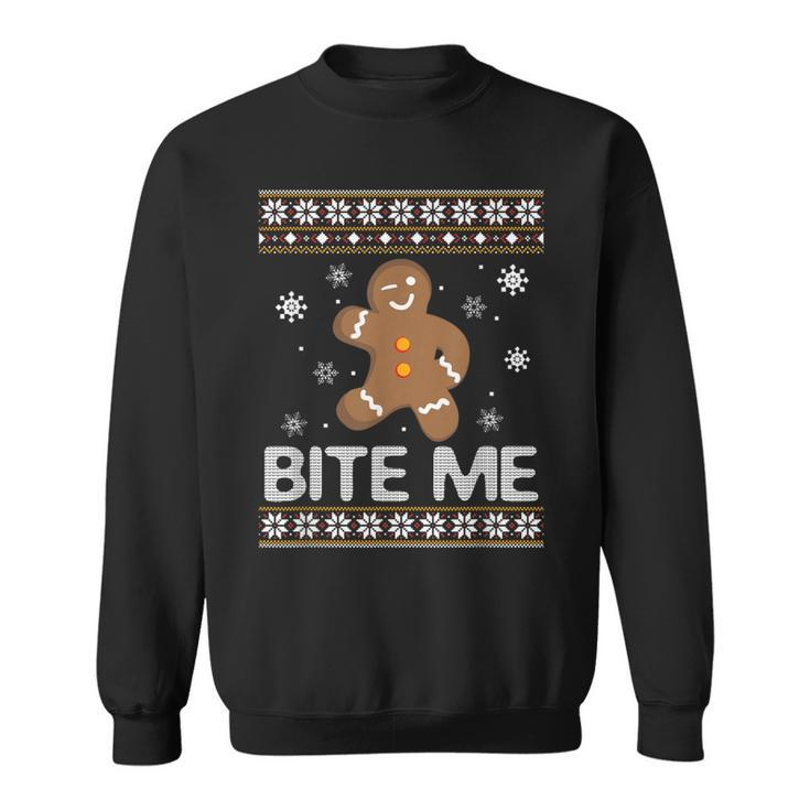 Ugly Christmas Sweater Bite Me Gingerbread Sweatshirt