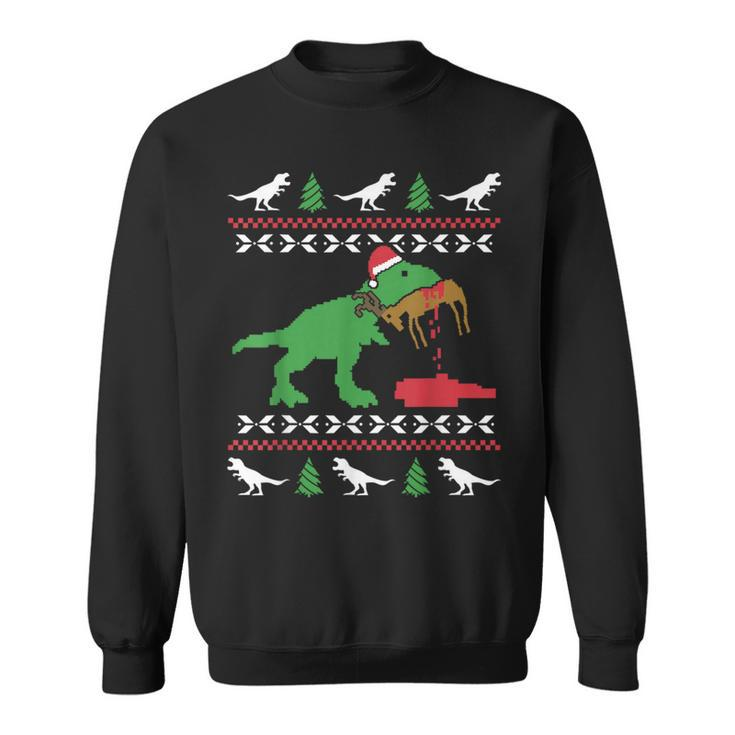 Ugly Christmas Sweater Trex Reindeer Ugly Xmas T-Rex Sweatshirt