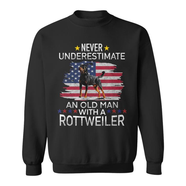 Never Underestimate An Old Man With A Rottweiler Sweatshirt