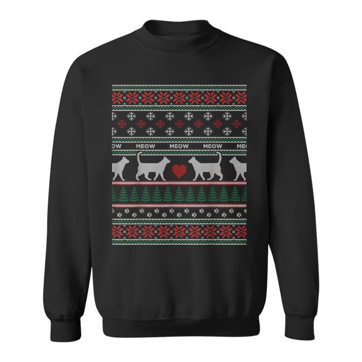 Xmas Kitty Ugly Christmas Sweater Style Cat Lover Sweatshirt