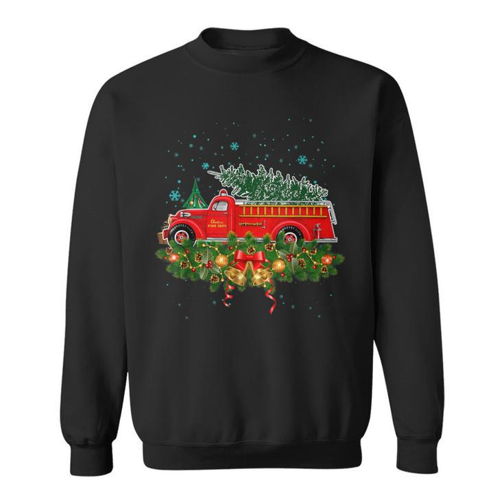 Xmas Lighting Tree Santa Ugly Fire Truck Christmas Sweatshirt