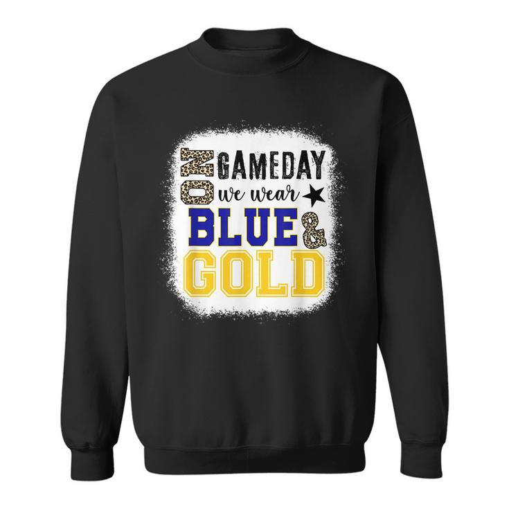 On Gameday Football We Wear Gold And Blue Leopard Print Sweatshirt
