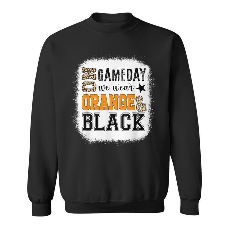 On Gameday Football We Wear Orange And Black Leopard Print Sweatshirt