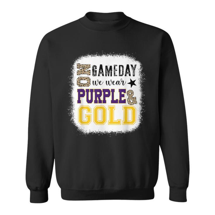 On Gameday Football We Wear Purple And Gold Leopard Print Sweatshirt