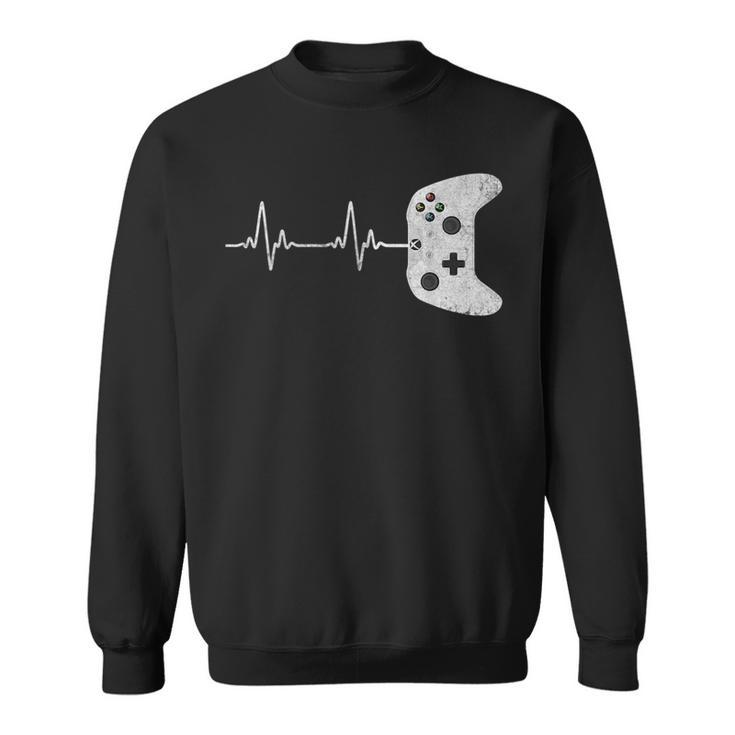 Gamer Heartbeat Funny Vintage Game Controller Sweatshirt